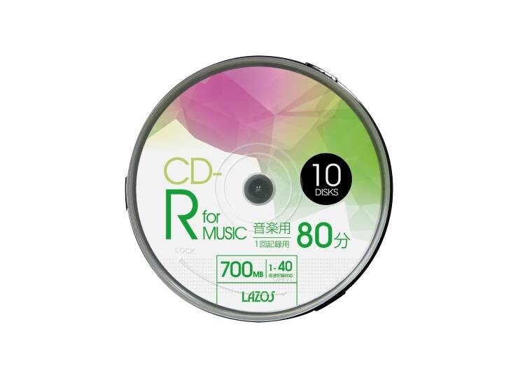 Lazos CD-R 1-40倍速 10枚入 音楽用 | LAZOS-LIFE