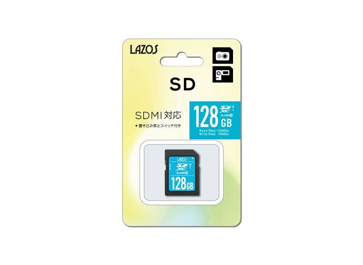 Lazos SDXCメモリーカード 128GB UHS-I U3 CLASS10 LAZOS-LIFE