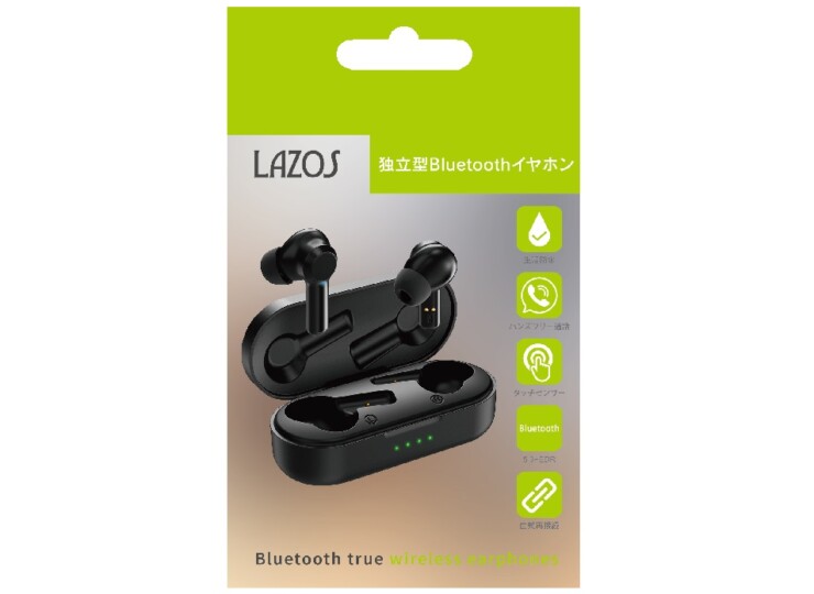 Lazos 独立型 Bluetooth イヤホン ブラック L-TWS-BX20 ワイヤレスイヤホン Bluetooth イヤホン 2023最新 Lazos 独立型